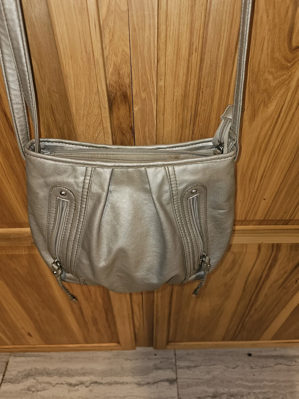 Apt. 9 Silver Metallic Crossbody Bag
